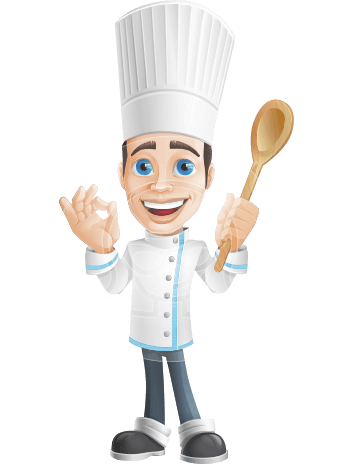 Chef with Uniform Cartoon Vector Character AKA Carlos Food-Lover
